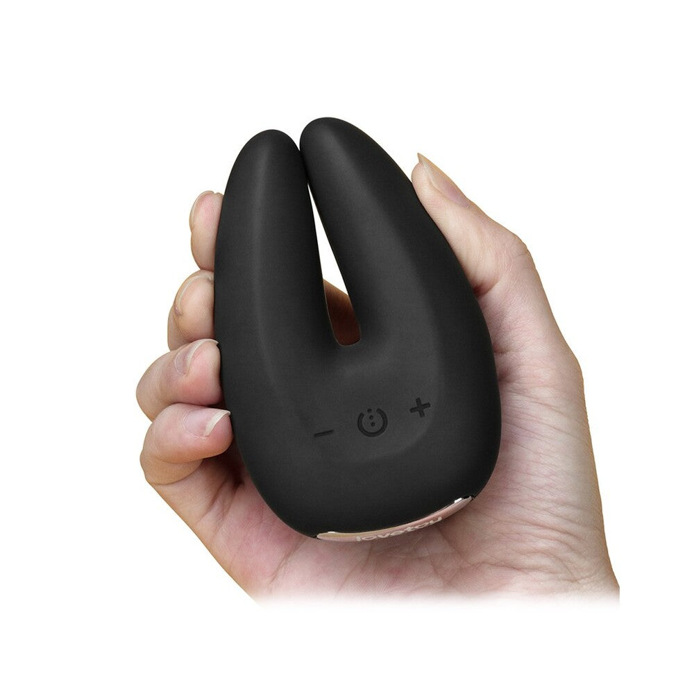 Lovetoy o sensual rapture vibrator, a twin-headed clitoral stimulator in a smooth, pale purple silicone.