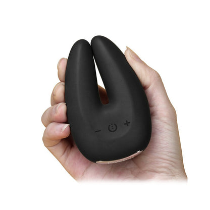 Lovetoy o sensual rapture vibrator, a twin-headed clitoral stimulator in a smooth, pale purple silicone.