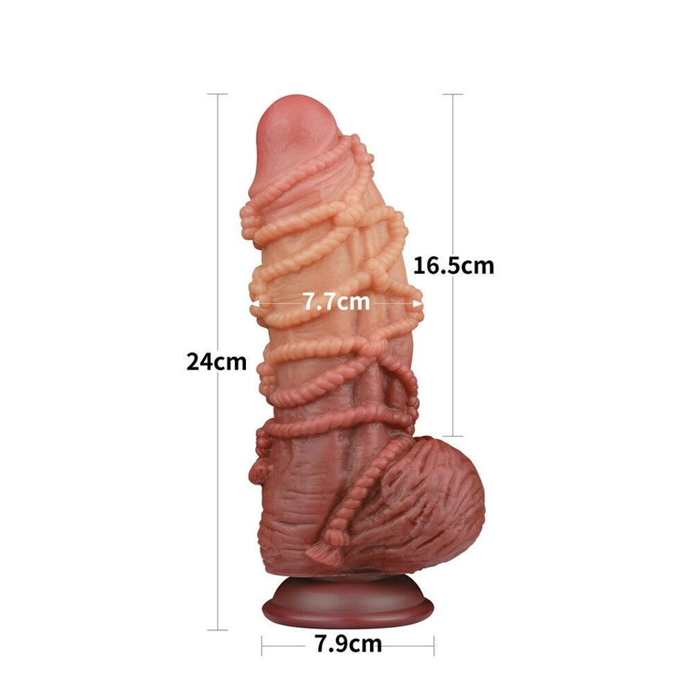 Lovetoy extreme dildo with a detailed rope pattern in a realistic penis shape