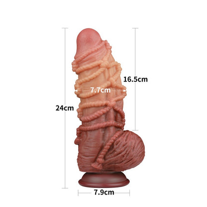 Lovetoy extreme dildo with a detailed rope pattern in a realistic penis shape