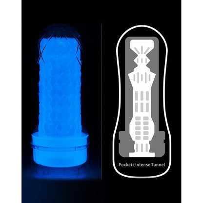 Glow in the dark, textured masturbator for solo play, a stimulating pleasure toy