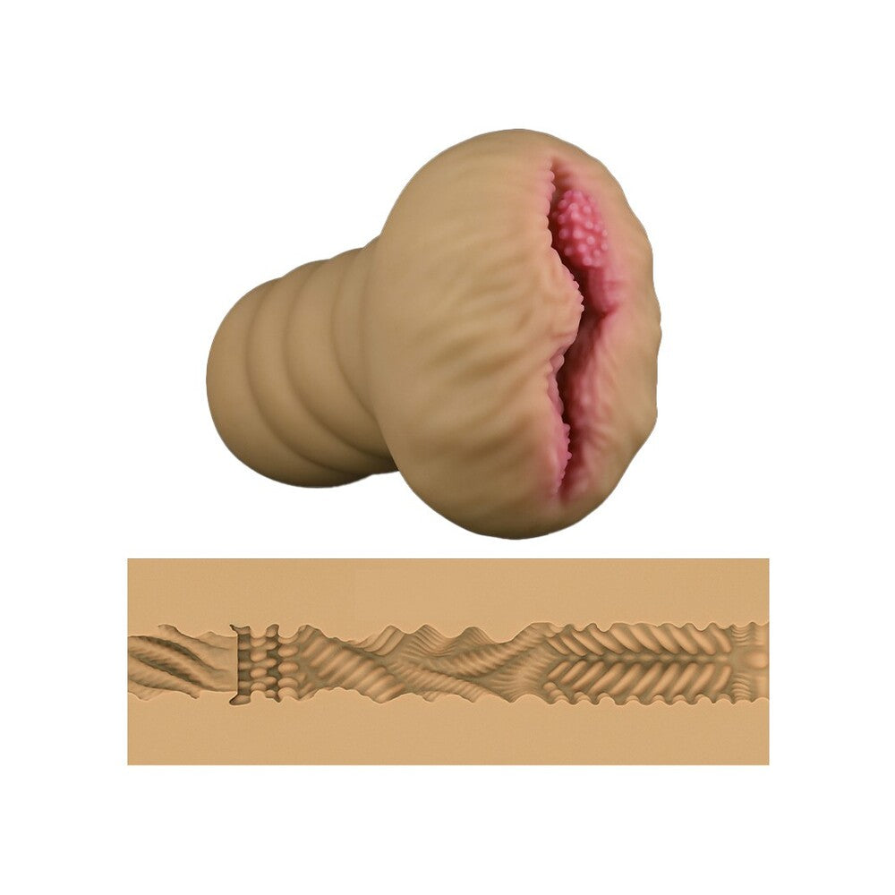 Flesh pink Lovetoy Aliens Pie Number 1 masturbator, realistic texture for intimate pleasure.