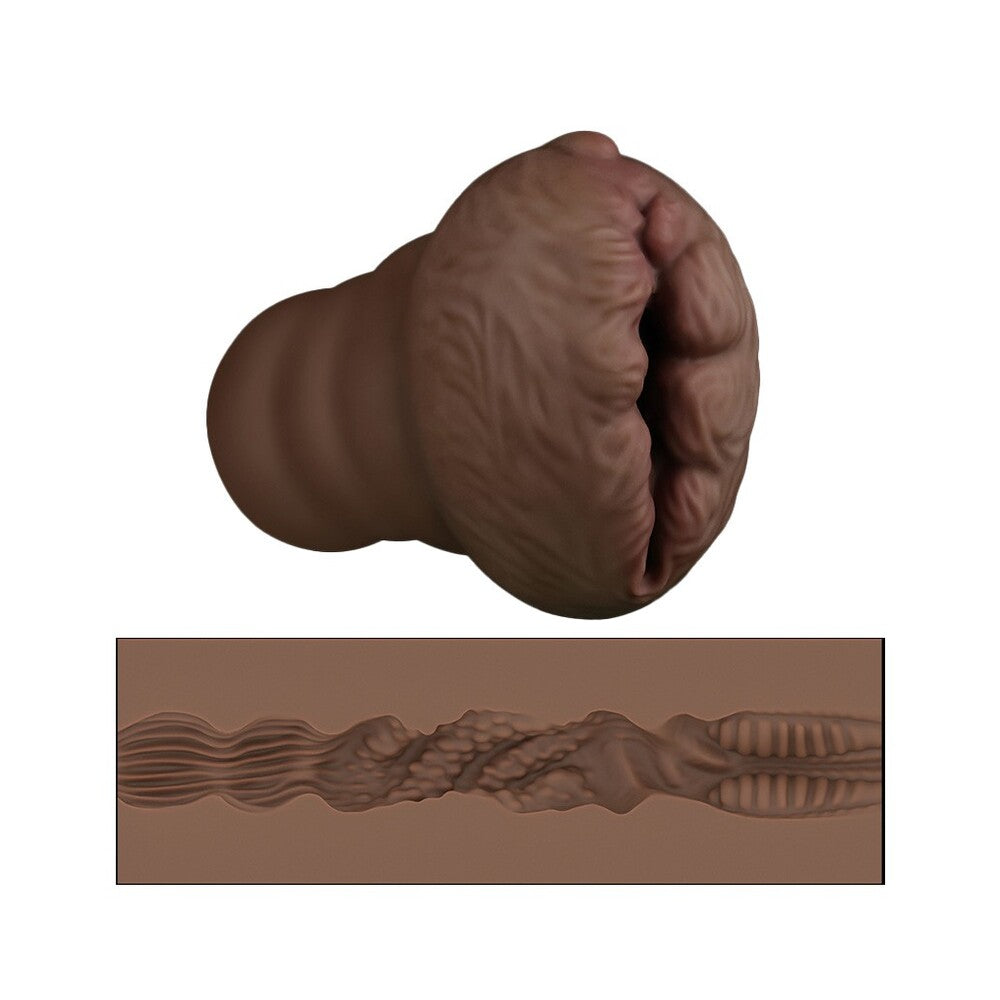 Lovetoy Aliens Pie Number 3 masturbator in a flesh brown tone, designed for solo pleasure.