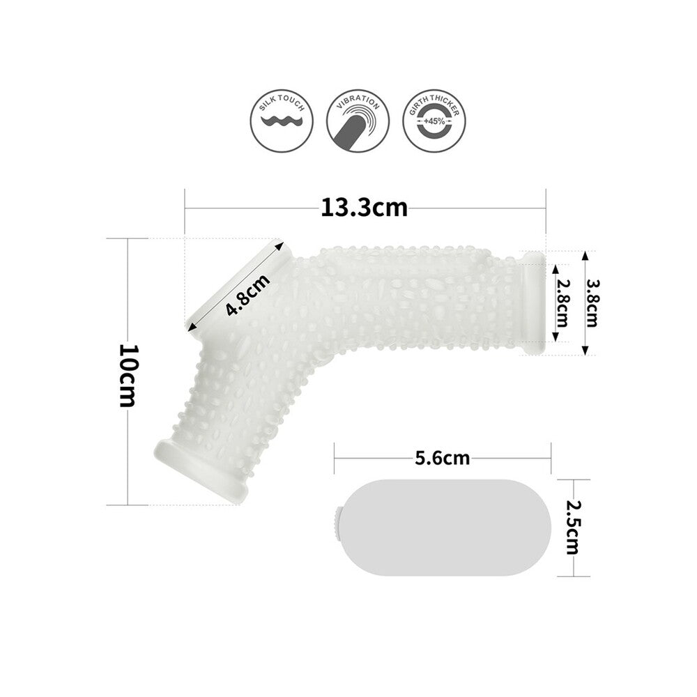 lovtoy drip knights vibrating penis sleeve, textured for enhanced pleasure, flesh-toned silicone.