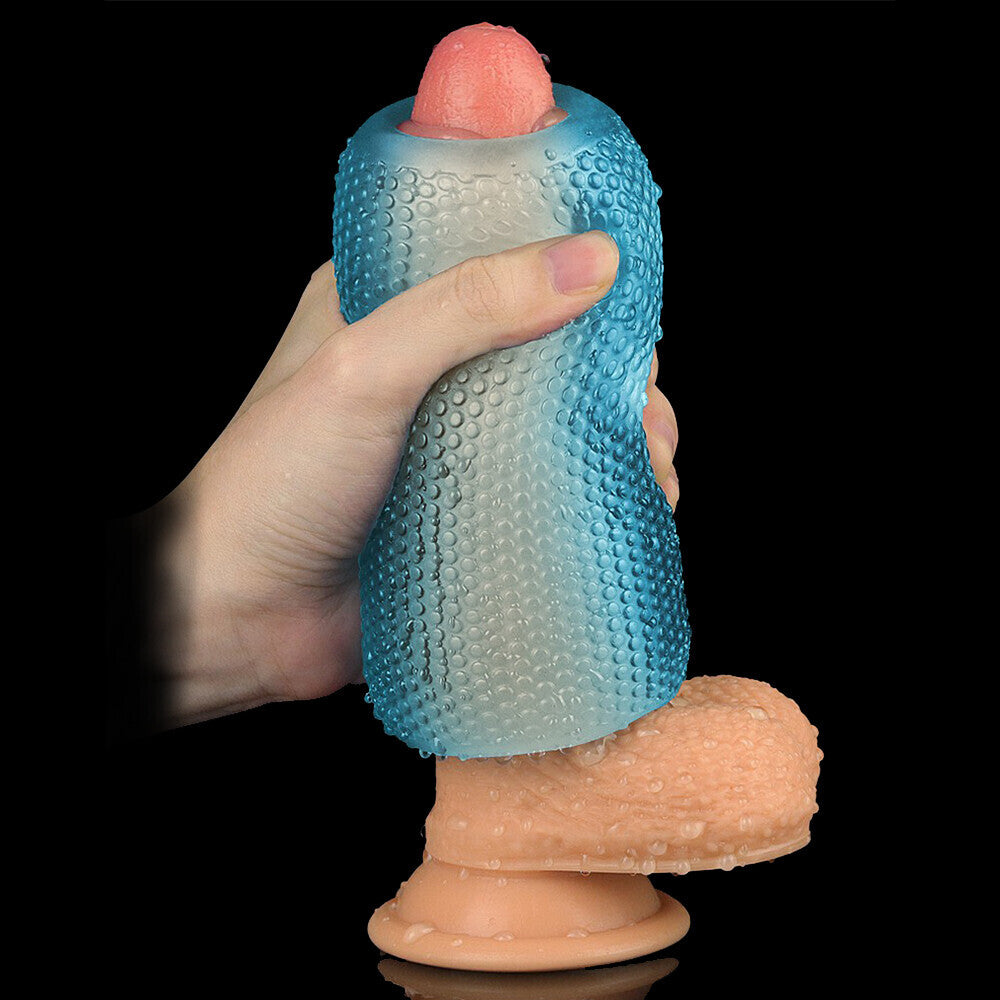 Blue training masturbator, a textured sex toy from Various Toy Brands, designed for men.