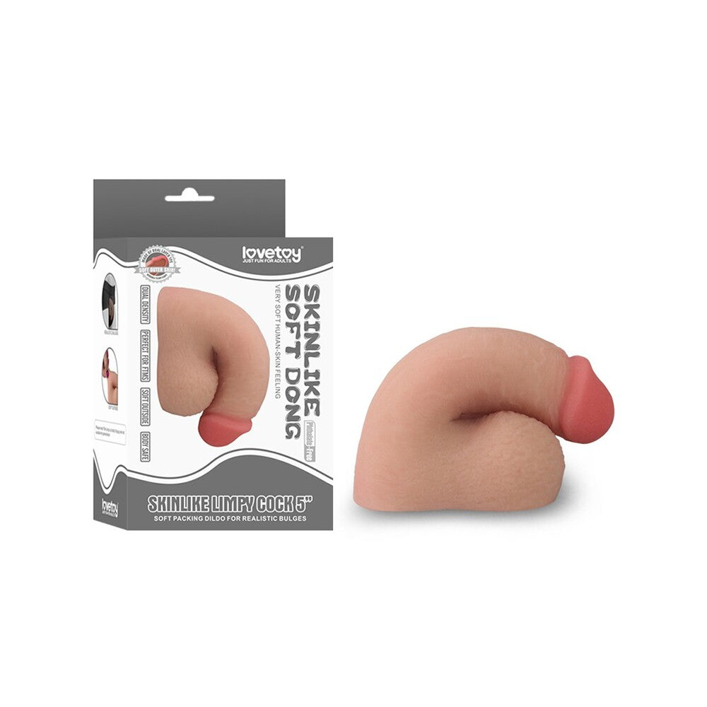 Flesh pink, skin-like limpy cock dildo, 5 inches in length, a realistic penis toy.