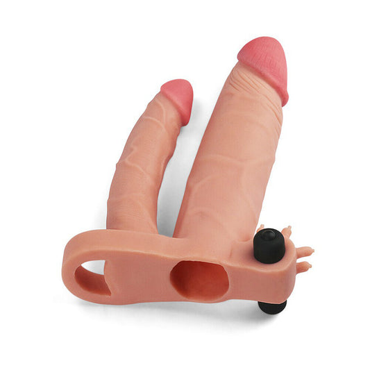 Lovetoy vibrating penis extender, one inch, designed for double pleasure and enhanced sensation