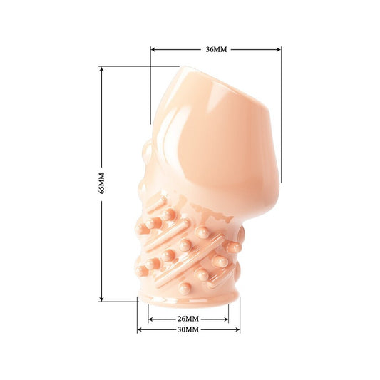Flesh pink penis sleeve by Pretty Love, a textured, reusable pleasure enhancer.