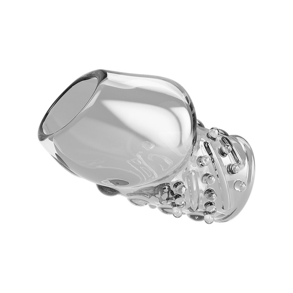 Clear Pretty Love penis sleeve, enhancing pleasure and intimacy, made of smooth, flexible material.