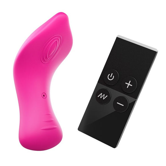 Close-up of a smooth, rounded clitoral vibrator with a separate remote control for pleasure.