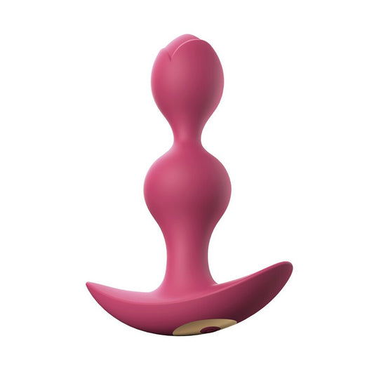 Twinny Bud vibrating butt plug in purple, smooth silicone for internal pleasure.