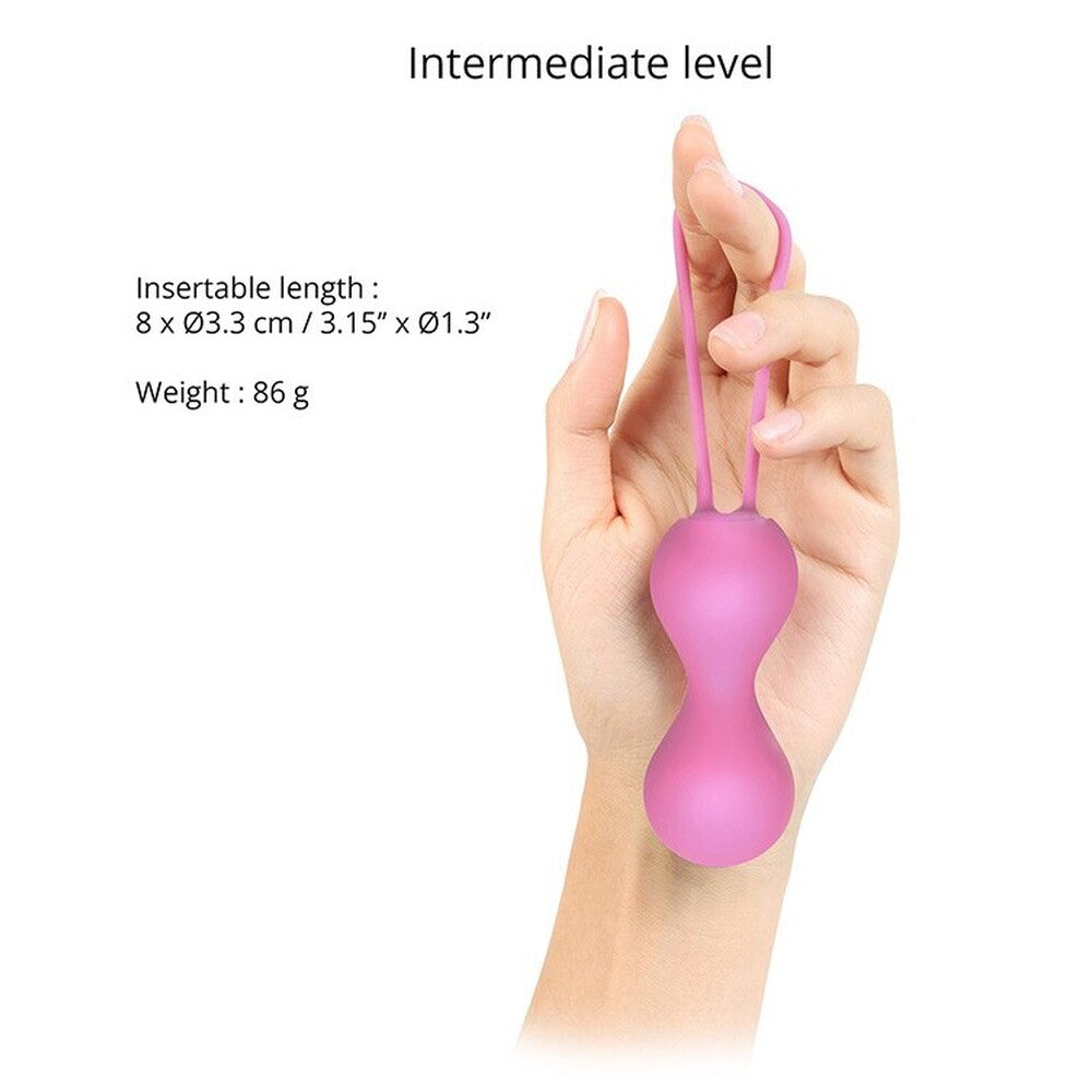 Shiny set of four joia kegel balls in graduated sizes for pelvic floor exercise
