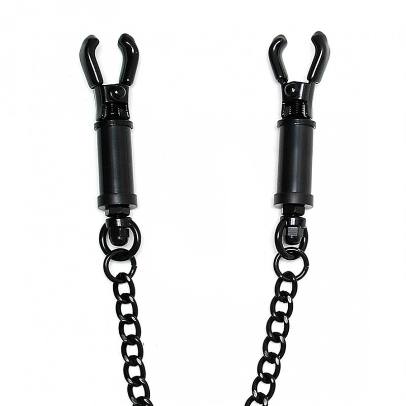rimba black metal nipple clamps with adjustable screw mechanism and connecting chain