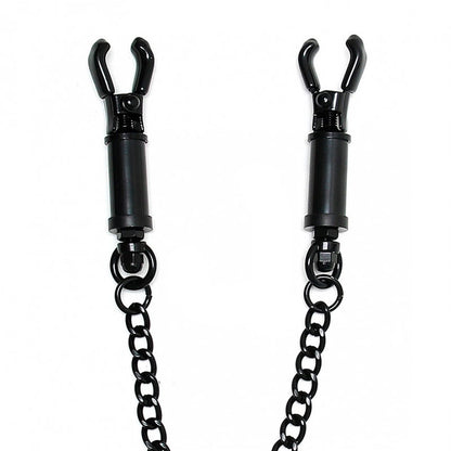 rimba black metal nipple clamps with adjustable screw mechanism and connecting chain