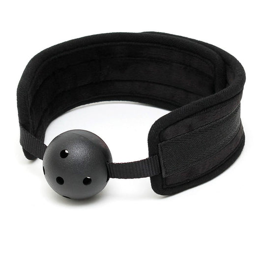 Rimba black padded ball gag with breathable holes for comfortable breath play