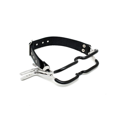 rimba jennings mouth clamp with black strap, part of the gag and bits collection