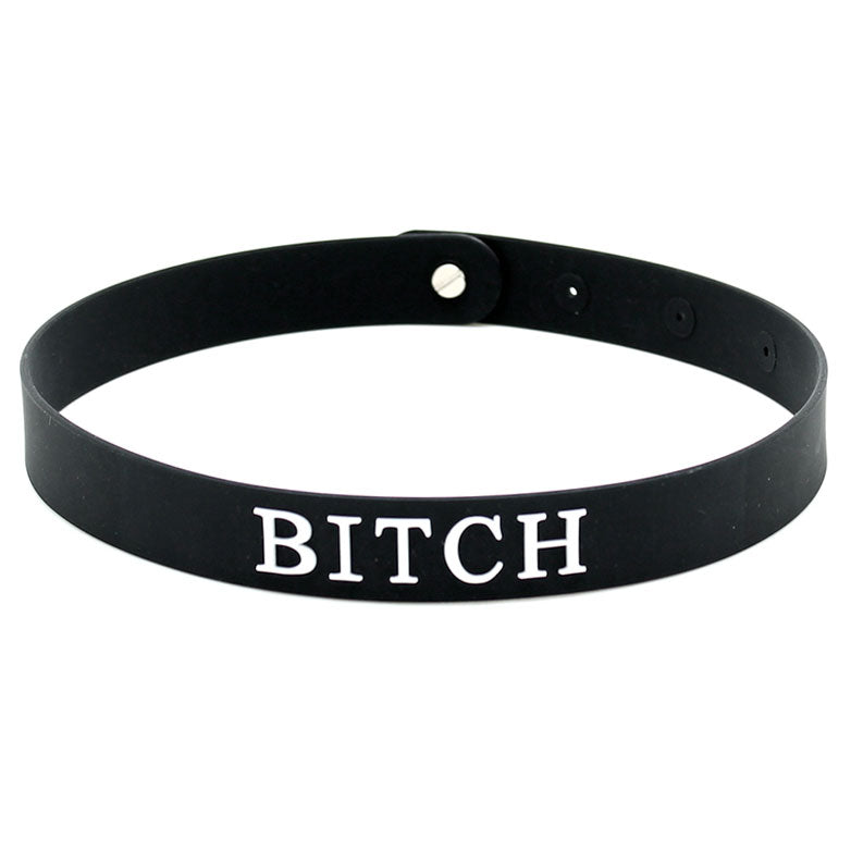 Black silicone collar, a cheeky statement piece from Rimba, perfect for playful evenings.