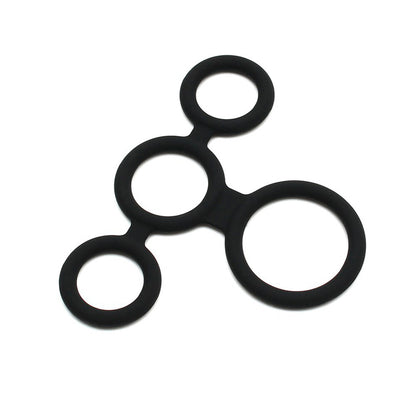 rimba quatro cock ring and ball splitter, silver metal, for bondage play