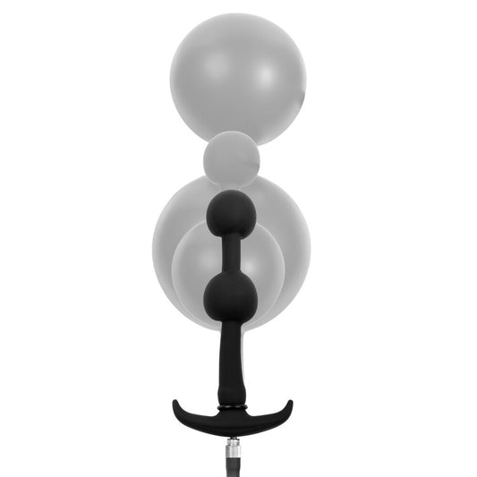 Rimba latex inflatable double balloon, ready for some anal play, light pink colour.