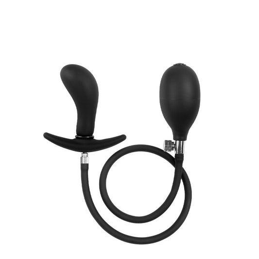 Rimba latex inflatable anal plug, showcasing a smooth, rounded design and discreet grey finish.