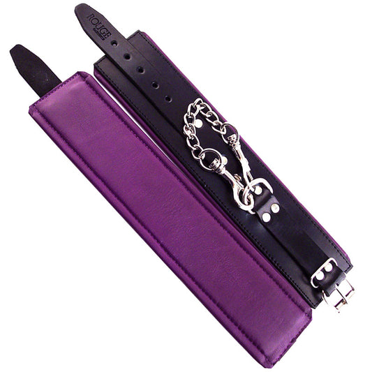 rouge garments ankle cuffs with soft purple padding, a bondage restraint accessory
