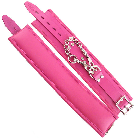 Rouge Garments padded ankle cuffs in pink, part of our playful restraints collection.