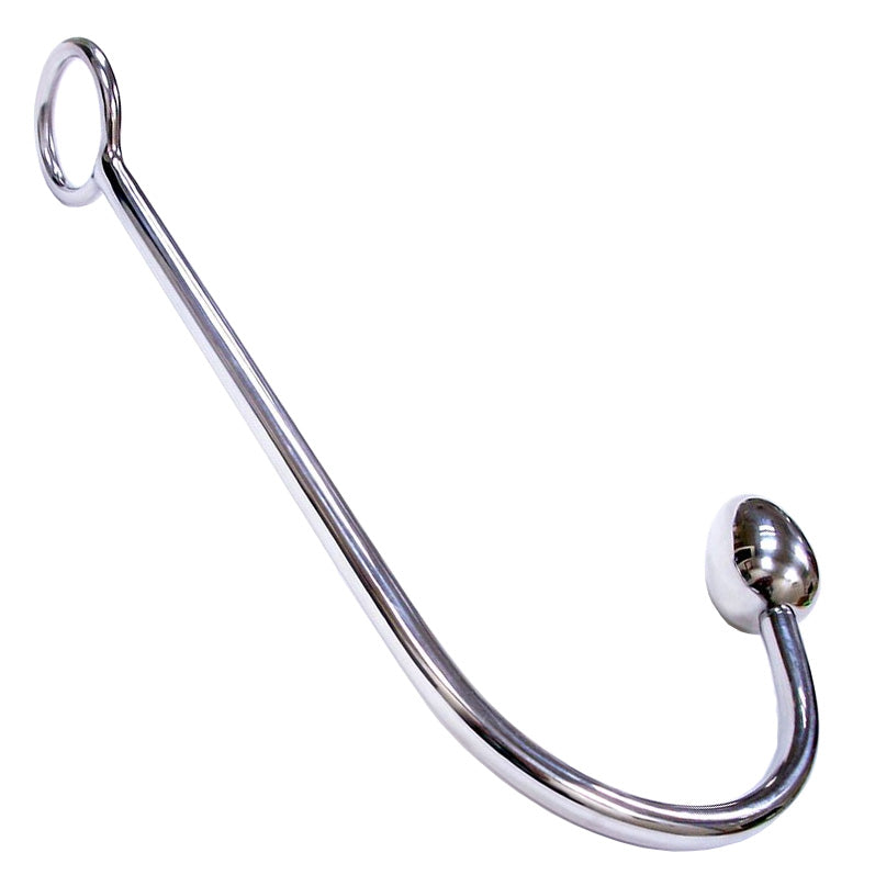 rouge stainless steel anal hook probe with a smooth, polished finish for intimate exploration