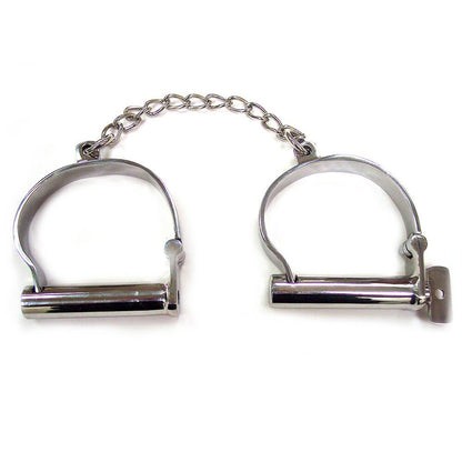 Rouge stainless steel ankle shackles, part of our restraints collection, shiny metal finish.