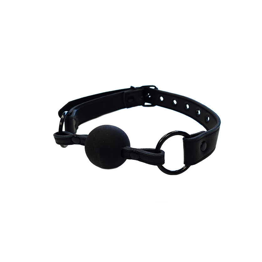Rouge Garments plain black collar and gag set, perfect for playful restraint.