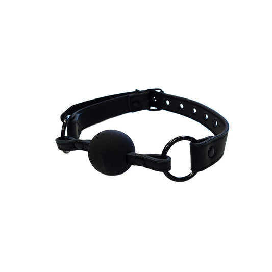 Rouge Garments plain black collar and gag set, perfect for playful restraint.