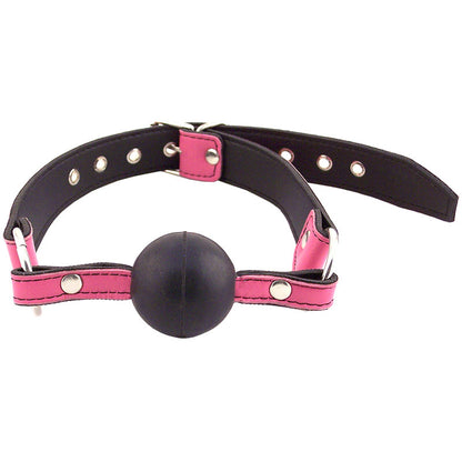 Rouge Garments pink ball gag, used for breathplay or bdsm, made of smooth silicone.