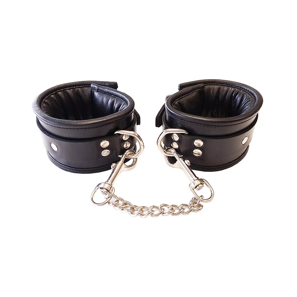 Rouge Garments padded wrist cuffs in black; for restraint and impact play.