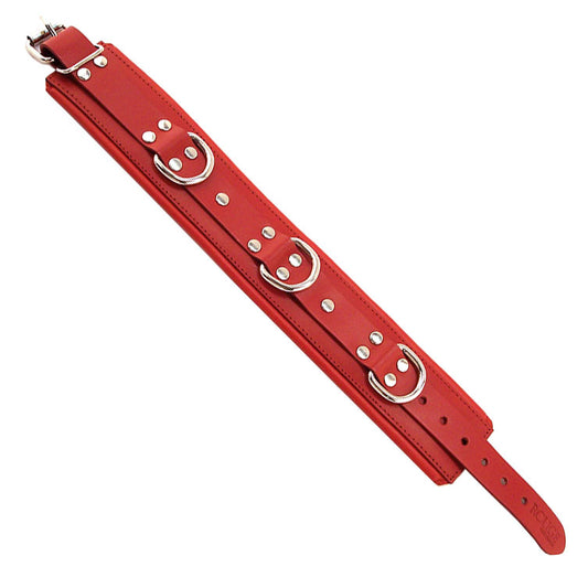 Rouge Garments red padded collar. A bright red, quilted dog collar for stylish pups.