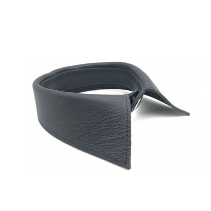 A black leather shirt collar from various toy brands, featuring a subtle sheen.