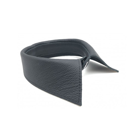 A black leather shirt collar from various toy brands, featuring a subtle sheen.