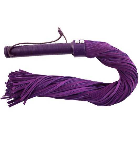 rouge garments purple suede flogger with long, soft strands, part of the whips range.
