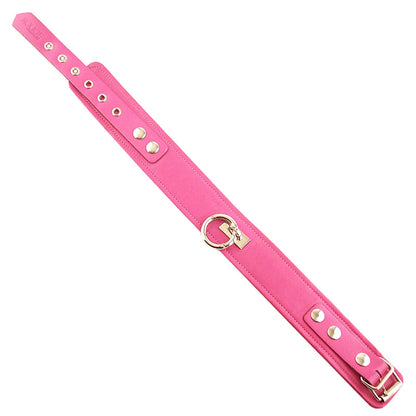 Rouge Garments plain pink leather dog collar, a stylish accessory for your furry friend.
