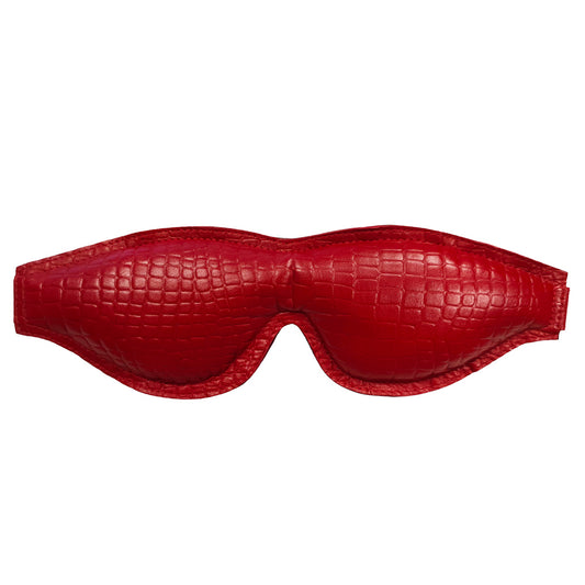 rouge garments padded blindfold in black and burgundy croc-print leather for sleep
