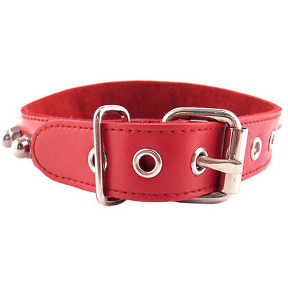 A snazzy red 'nut' style collar from Rouge Garments, perfect for adding a touch of flair.