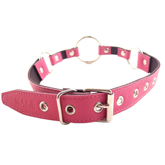 Rouge Garments pink o-ring gag, a playful accessory for intimate moments, made for comfort.