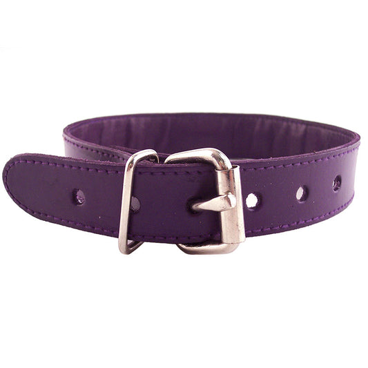 rouge garments purple collar with metal o-ring and studded detailing, perfect for statement looks.