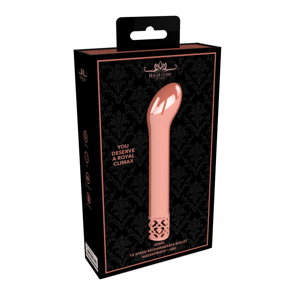 Rose gold g-spot bullet vibrator from Shots Toys, rechargeable pleasure for targeted stimulation.