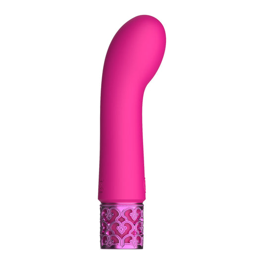 Pink, rechargeable silicone bullet vibrator from shots toys, a bijou personal massager.