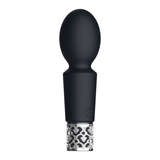 shots toys royal gems black mini vibrator; a sleek, rechargeable pleasure toy.