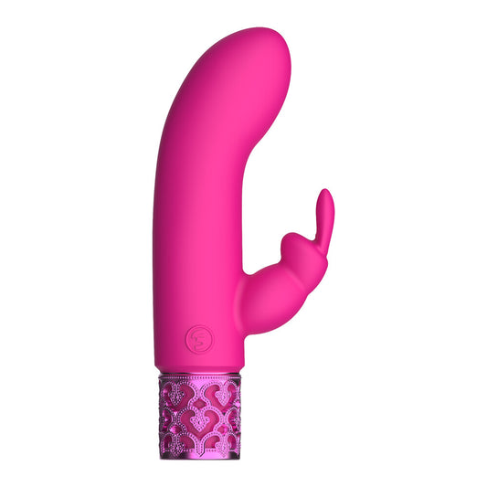A pink rechargeable rabbit vibrator from Shots Toys, a delightful adult pleasure toy.
