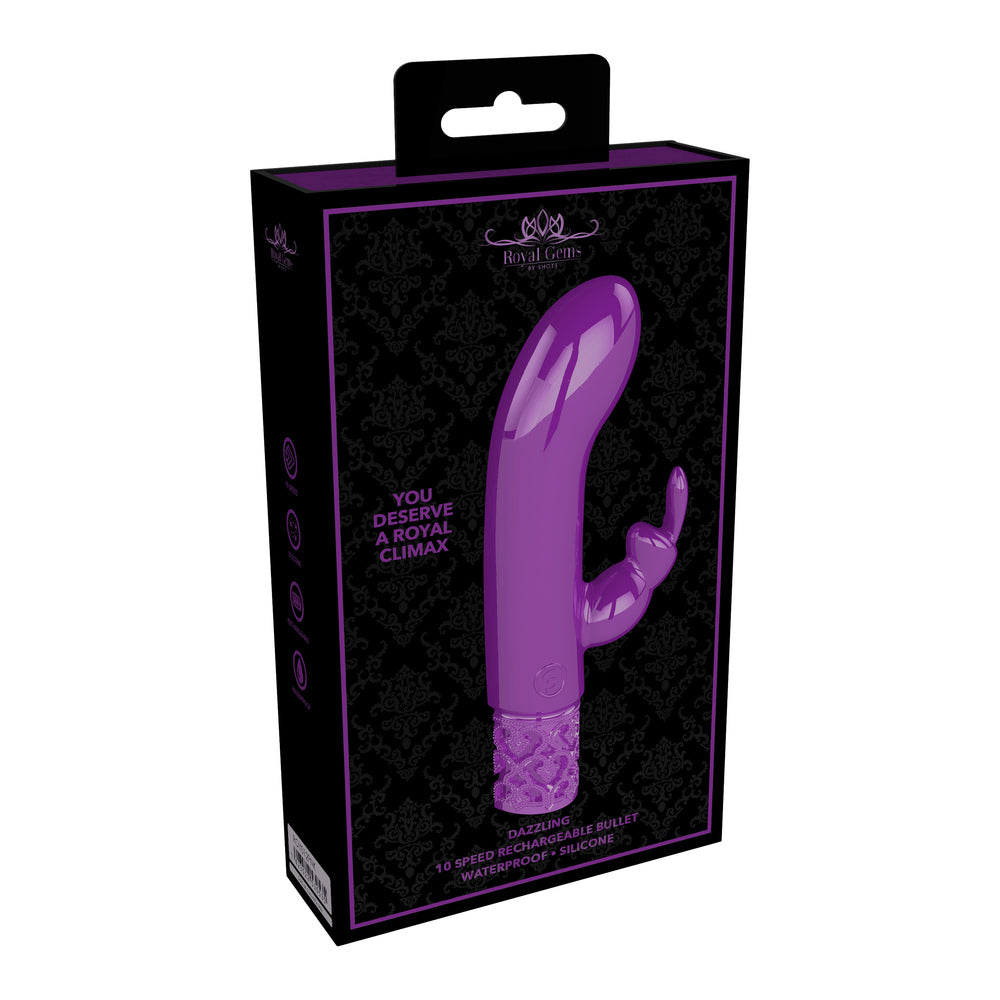 Shots Toys rechargeable rabbit vibrator in a dazzling purple finish, part of the royal gems collection.