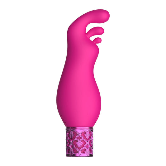 Close-up of a smooth, rechargeable pink silicone bullet vibrator from shots toys. Perfect for discreet fun.