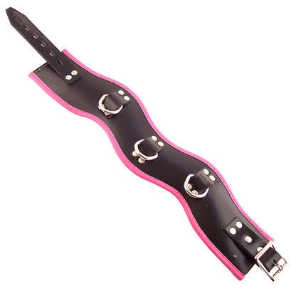 rouge garments black and pink padded posture collar for neck support, close-up.
