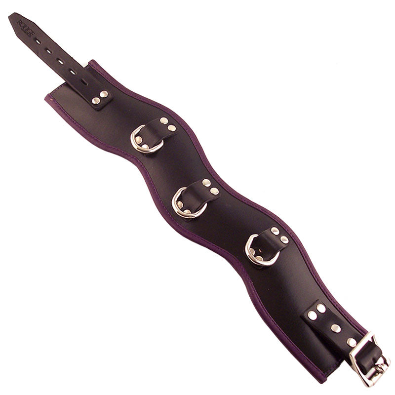 rouge garments padded posture collar in black and purple, comfortable and supportive.