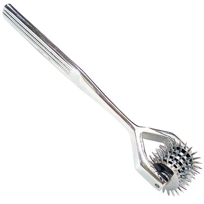 Rouge Garments stainless steel pin wheel with five rotating wheels for medical use.